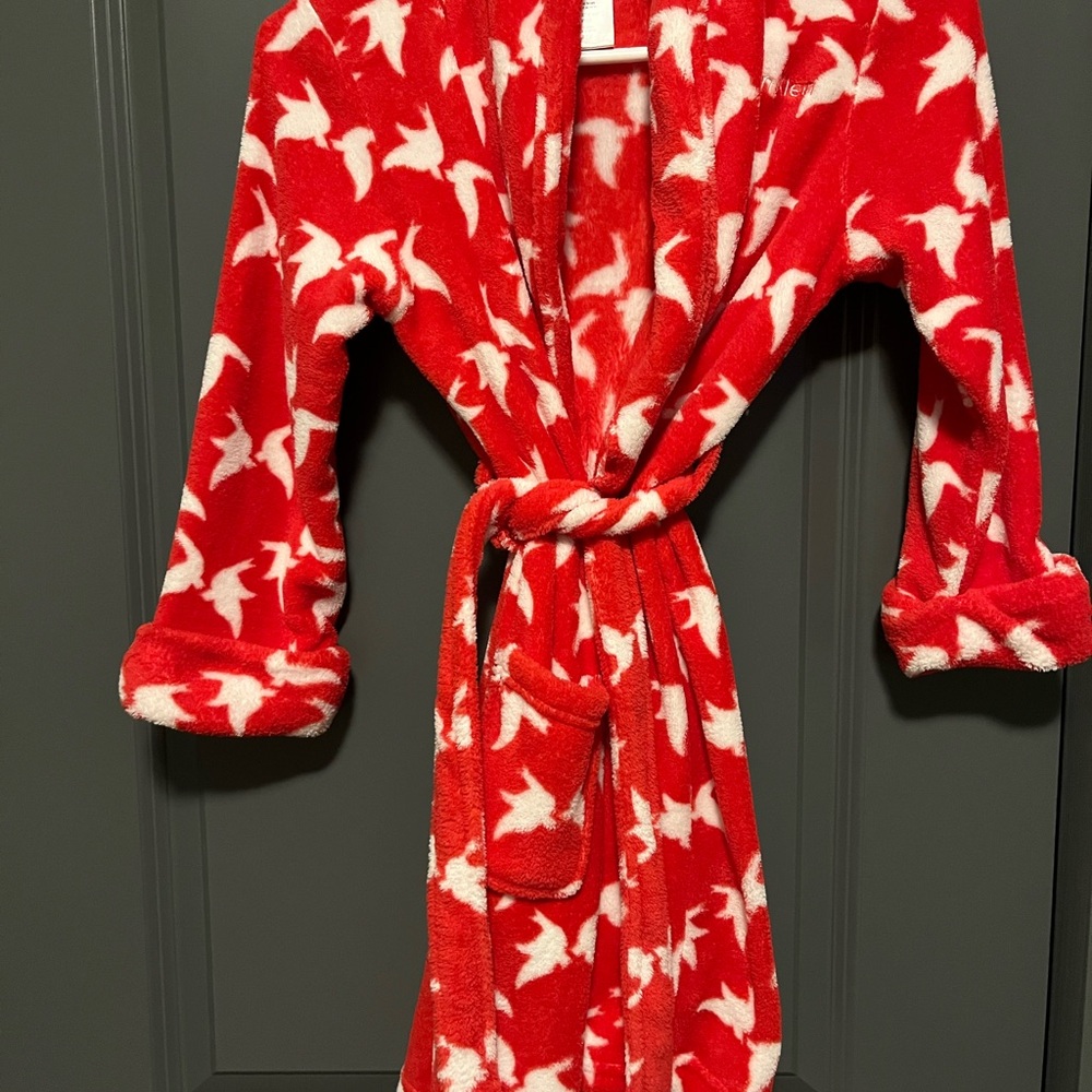 Calvin Klein Red Kids Robe with White Bird Design - Picture 2 of 5